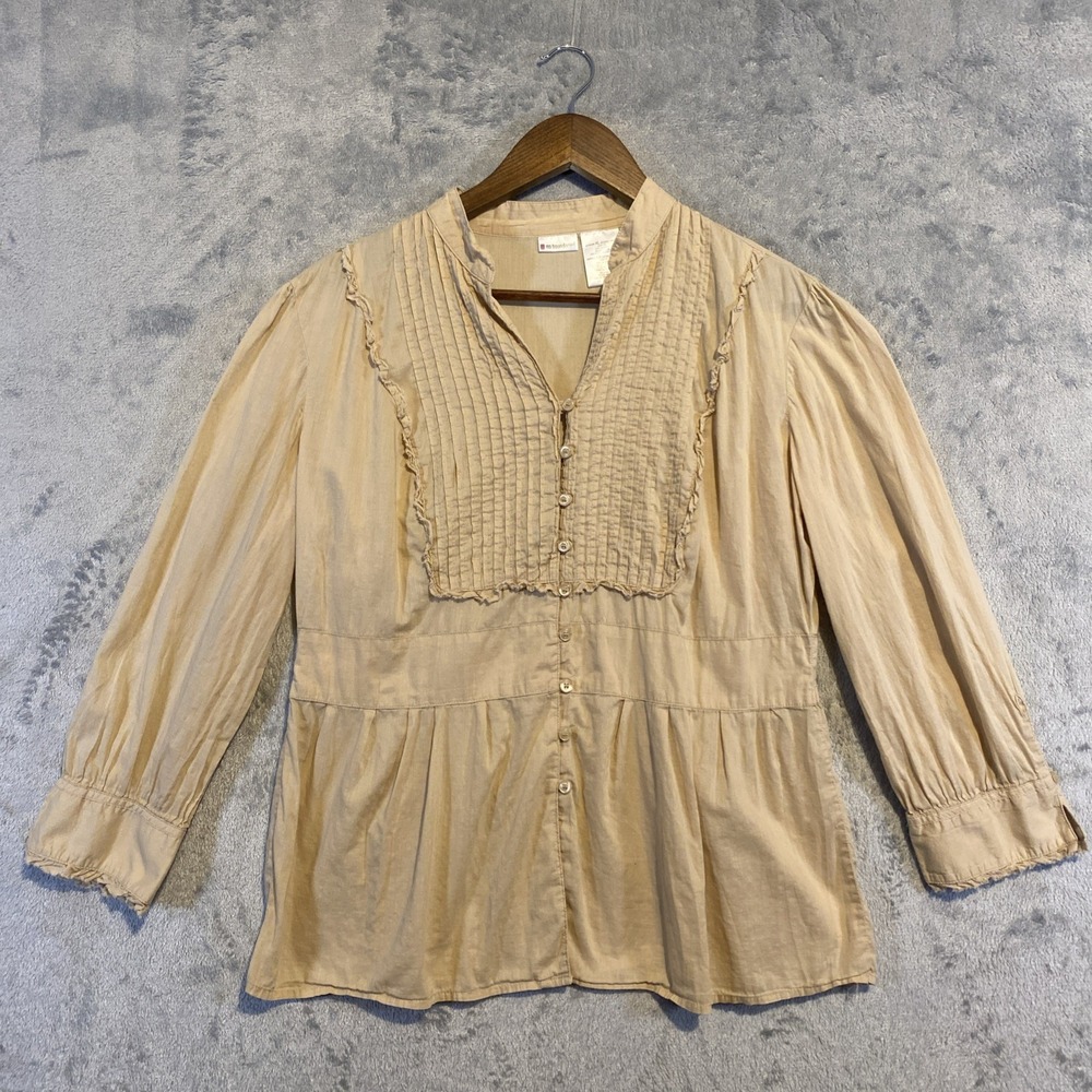 No‎ Boundaries Top Juniors Sz XL Cream Pleated Bodice Raw Ruffle Western Peasant
